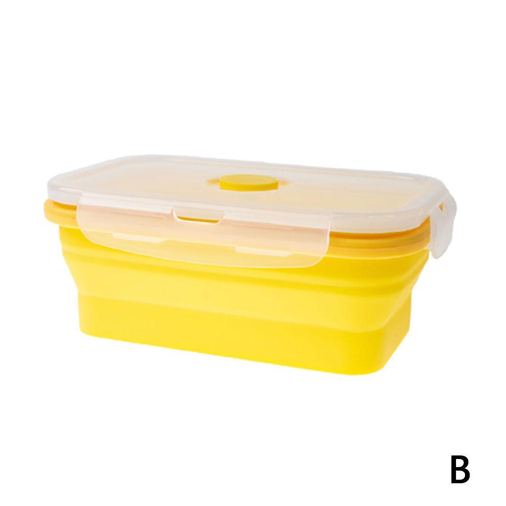 500ml Silicone Collapsible Lunch Box Food Storage Container Bento Outdoor Picnic Camping Box Microwavable Portable Rectangl H8Q7: B