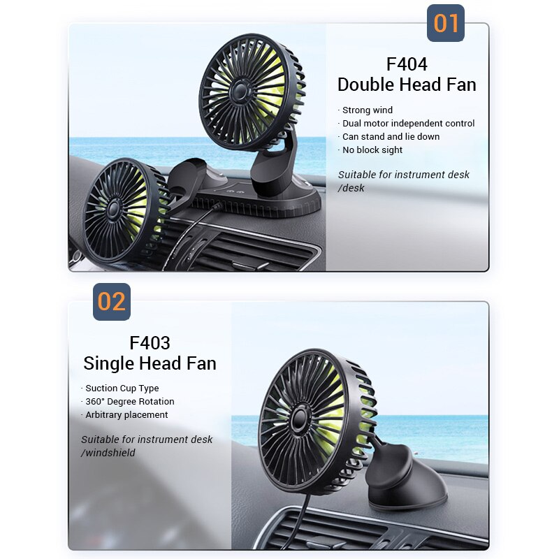 Ventilador de coche USB de 12V-24V para salpicadero, ventiladores de circulación de aire ABS de tres velocidades, ventilador de enfriamiento de verano, Ventilador de alto flujo de aire en accesorios de verano
