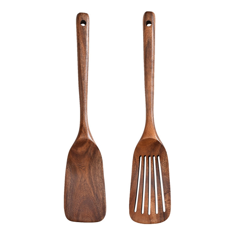 Pelle de cuisine en bois naturel, 1 pièce, spatule tournant, ustensiles de cuisine, outils antiadhésifs à Long manche, ustensiles de cuisine pour Restaurant et maison