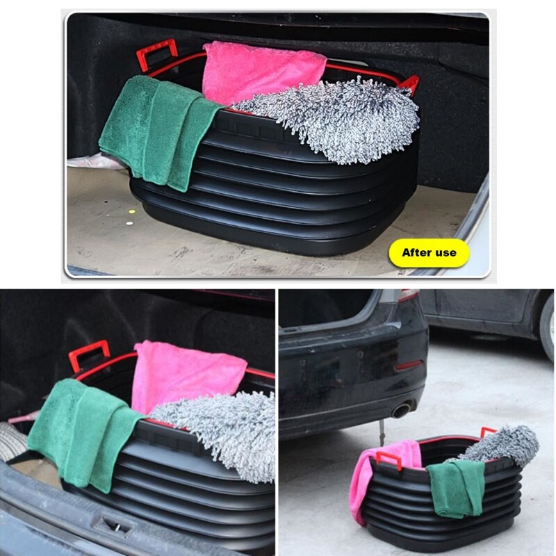 Portable Fishing Water Bucket 37L With Lid Space Saving Outdoor Waterpot Collapsible Rectangular Handy Basket