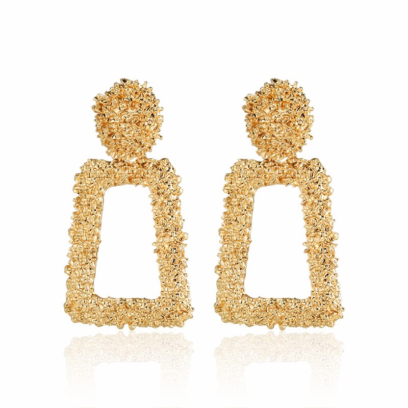 BICUX Vintage Earrings For Women Gold Round C Geometric Statement Earring Metal Earring Hanging Jewelry: Gold 3