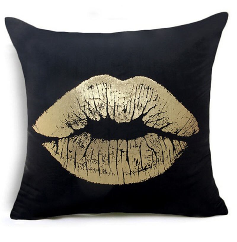 BeddingOutlet Bronzing Kussenhoes Goud Zwart Wit Kussensloop Geometrische Decoratieve Kussensloop Sofa Blad Kussenslopen 45x45: Black 005