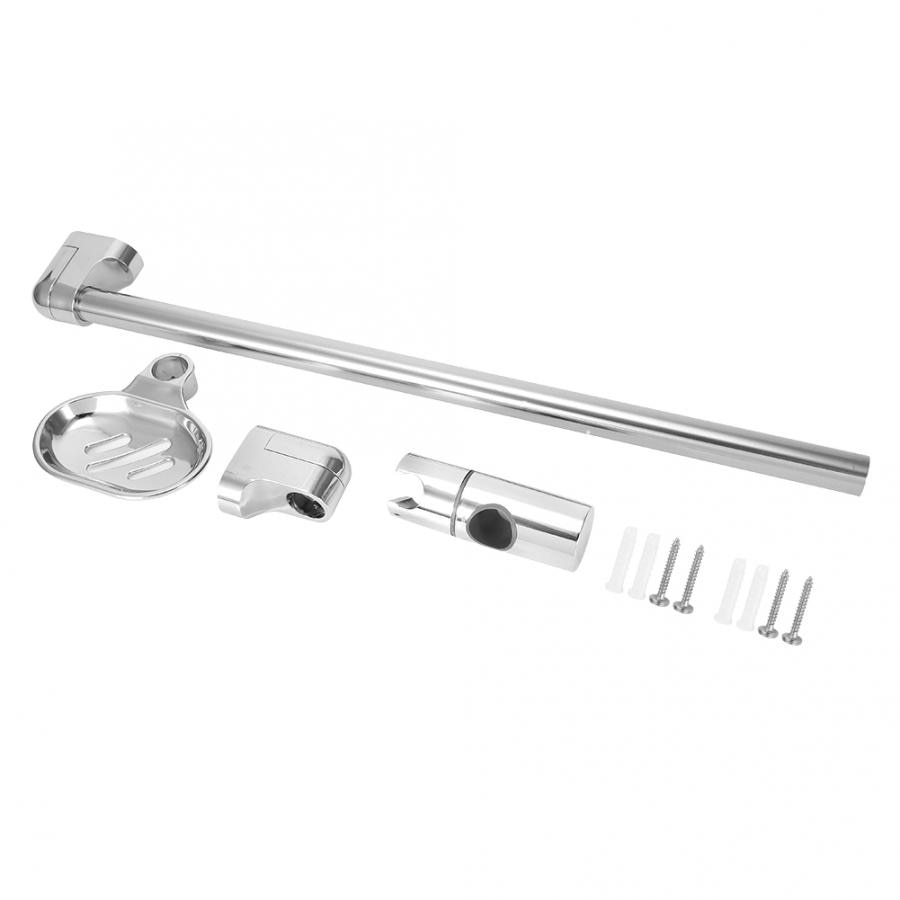 Soporte de cabezal de ducha de elevación de acero inoxidable, con caja de jabón, extensión G1/2, riel deslizante, juego de rociador