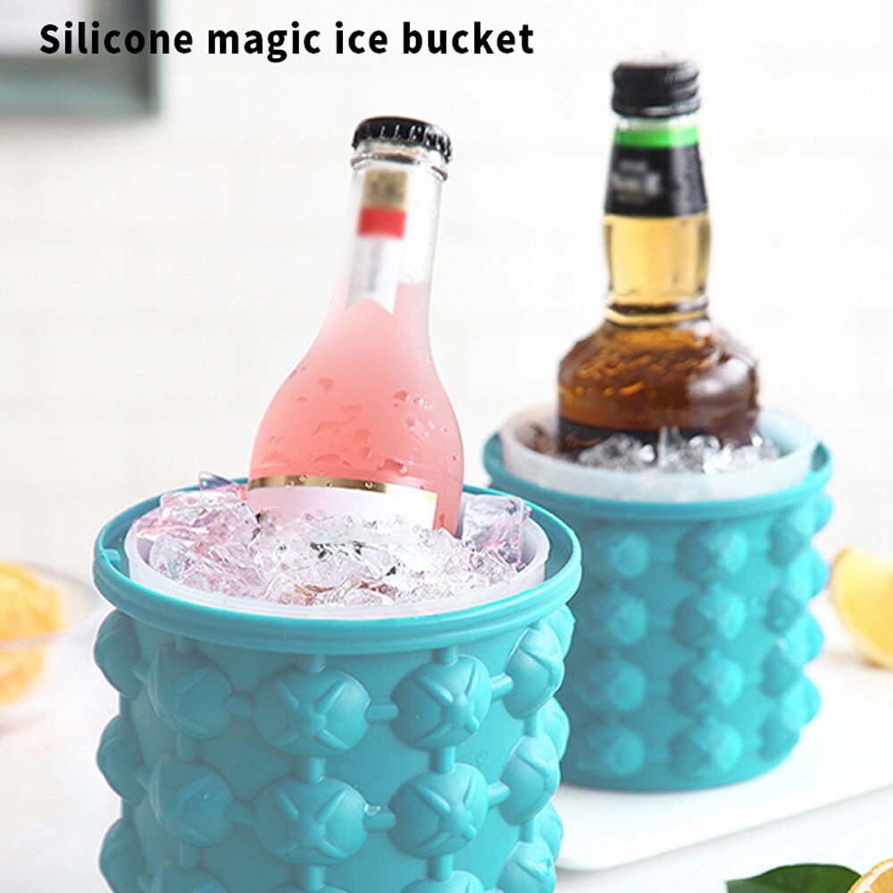 2 In 1 Silicone Ice Cube Maker Ice Cube Mold Lade Draagbare Emmer Wijn Ijs Koeler Bier Kabinet Keuken Gereedschap drinken Whiskey