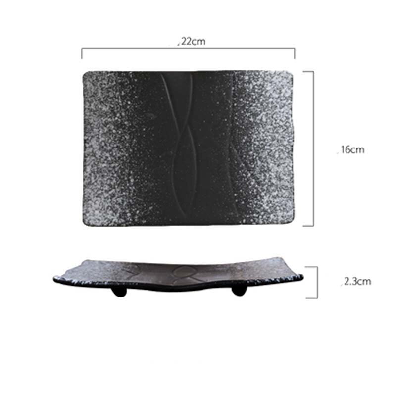 FANCITY Japanese-style rectangular ceramic plate cuisine sushi plate Flat fish plate Saury long plate dish: 3