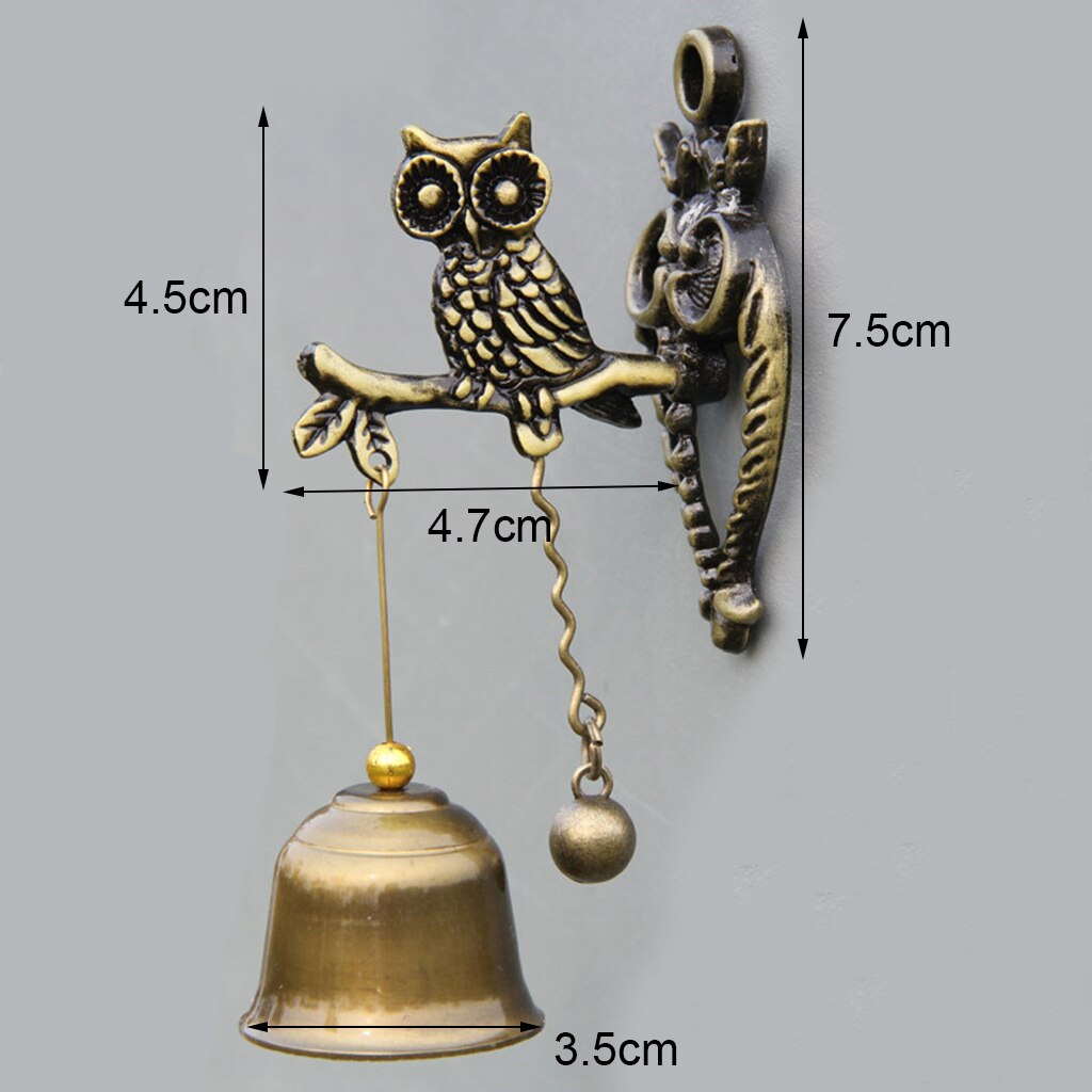 Timbre decorativo Retro para puerta de tienda, campanilla pequeña para puerta de tienda, jardín, porche, entrada delantera, decoración del hogar: Owl