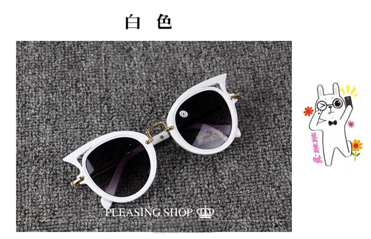 Solbriller til børn solbriller til drenge og piger solbriller til børn strand sommer uv beskyttelse trendy sød: Kat øjen-hvid