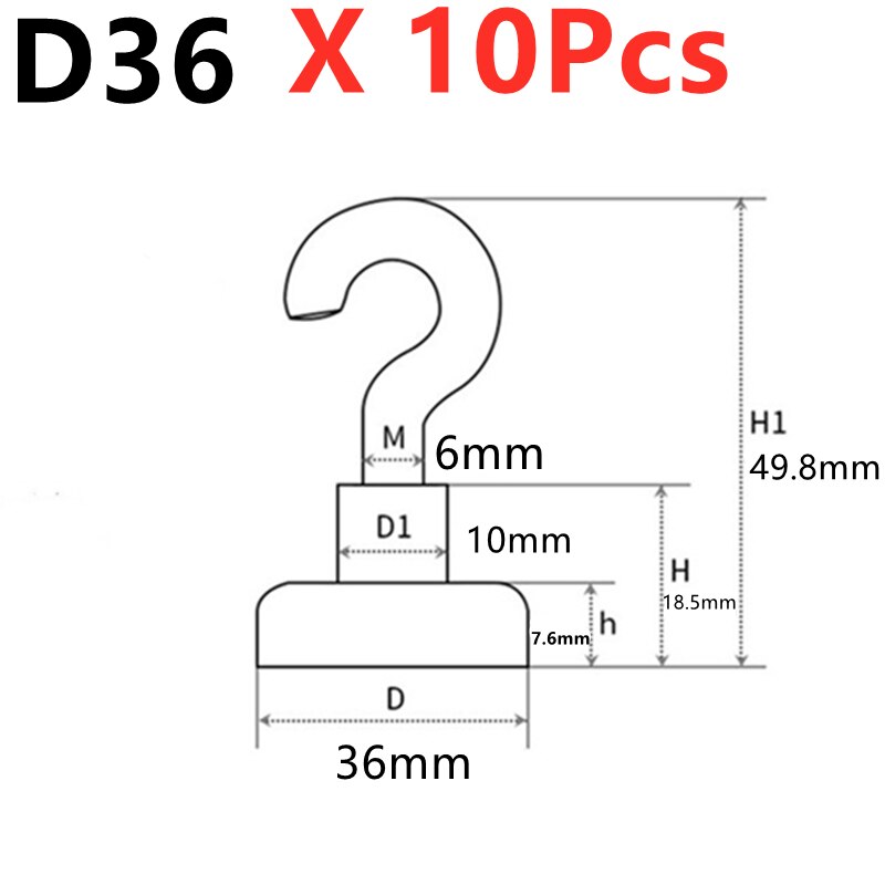 Heavy Duty Magnetic Hook Multiple specifications Strong Neodymium Magnets Hook Home Kitchen Workplace etc Storage Organization: D36    Silver