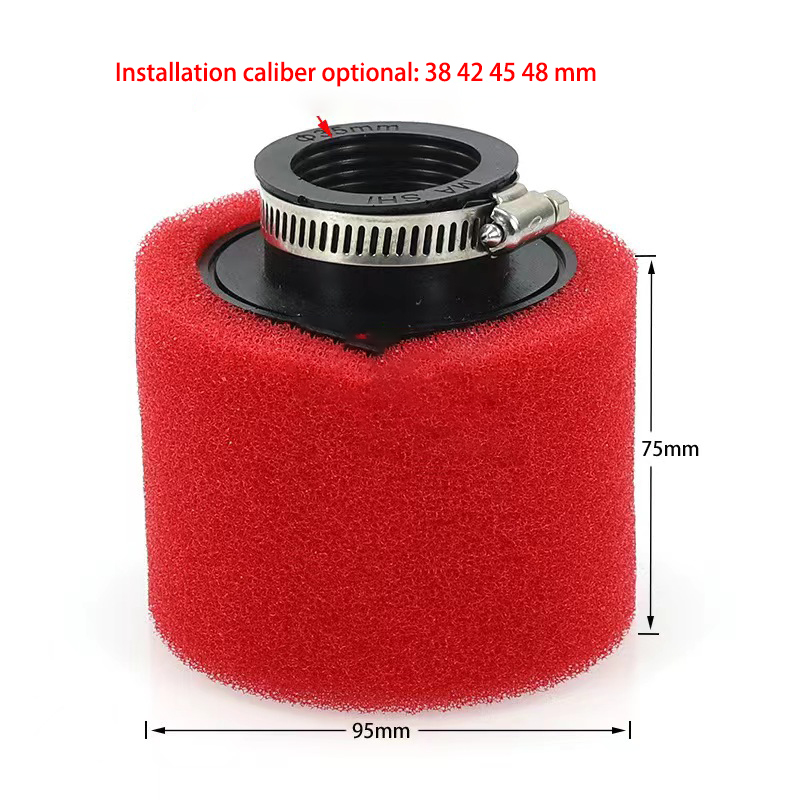 Filtro de aire de espuma roja, esponja limpiadora de 35mm, 38mm, 42mm, 45mm y 48mm para ciclomotor, Scooter, Dirt Pit Bike y motocicleta