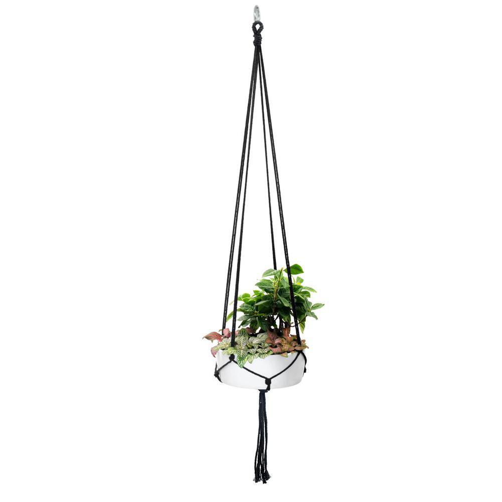 1pc Green Hanging Basket Net Bag Handwoven Knotted Flowerpot Decor Plant Garden Handmade Hanger Rope Macrame Home Cotton Li S4J6