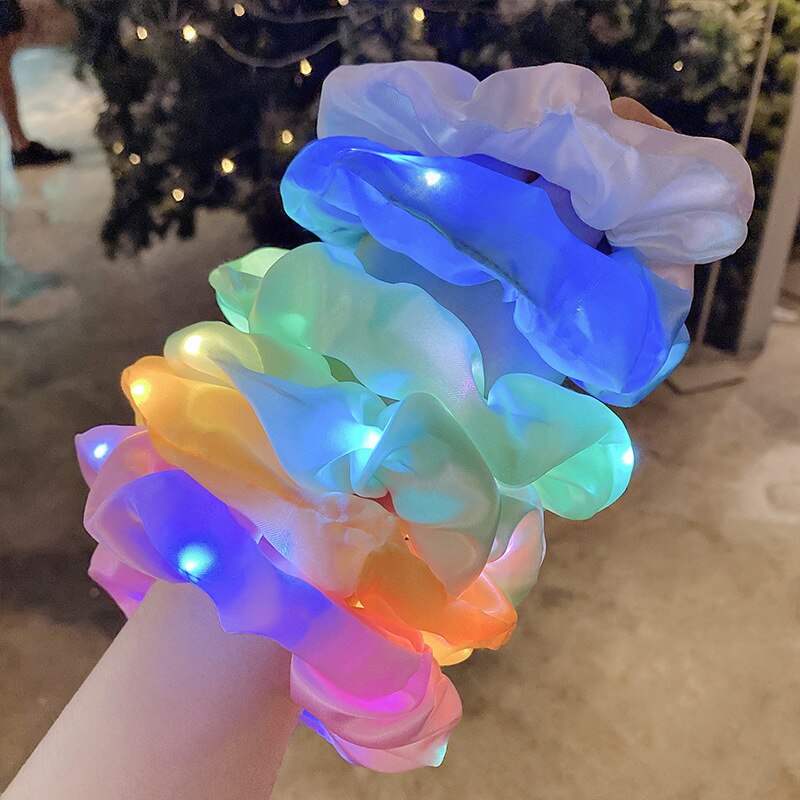 Diademas LED para niña, cintas luminosas para el pelo, coleta elástica , accesorios para el cabello de Color sólido