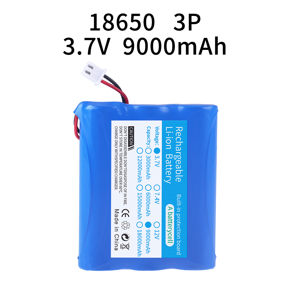 Lithiumbatterie 3,7 V 18650 mit XH2.54-2P-Stecker 3000/6000/12000 mAh wiederaufladbarer Akku zum Angeln LED-Licht Bluetooth-Lautsprecher