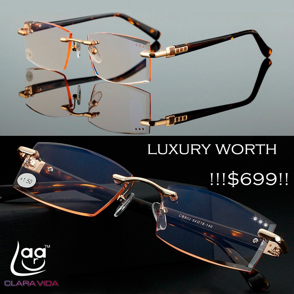 CLARAVIDA Royal Luxury Men women unisex diamond cutted stylerish commercial dignity special reading glasses+1 +1.5 +2 +2.5 +3