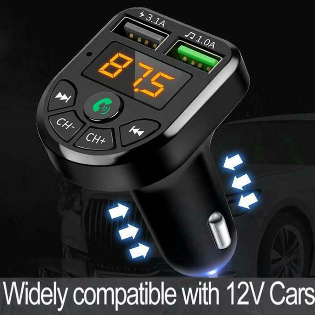 Car Bluetooth 5.0 Fm Transmitter Car Mp3 Player Wireless Handsfree Audio Receiver Dual USB Fast Charger 3.1A