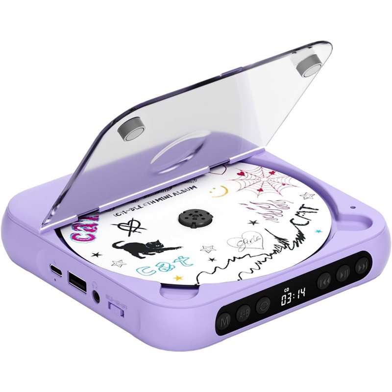 B68C CD Player Portable Rechargeable Portable CD Player With Bluetooth Dual Stereo Speakers: Default Title