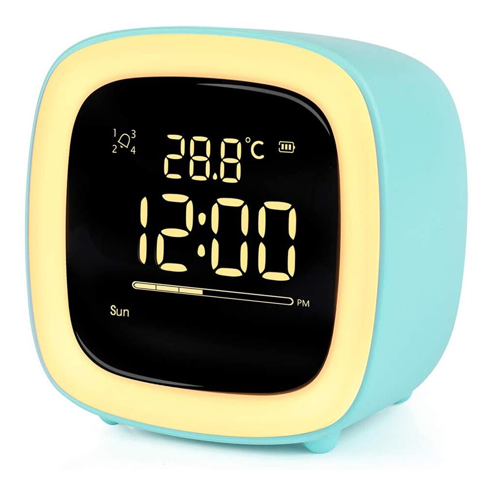 Kids Alarm Clock Digital, Cute NightLight Children's Alarm Clock with Countdown/Snooze/Timer Light/4 Alarms/Voice Control: Blue