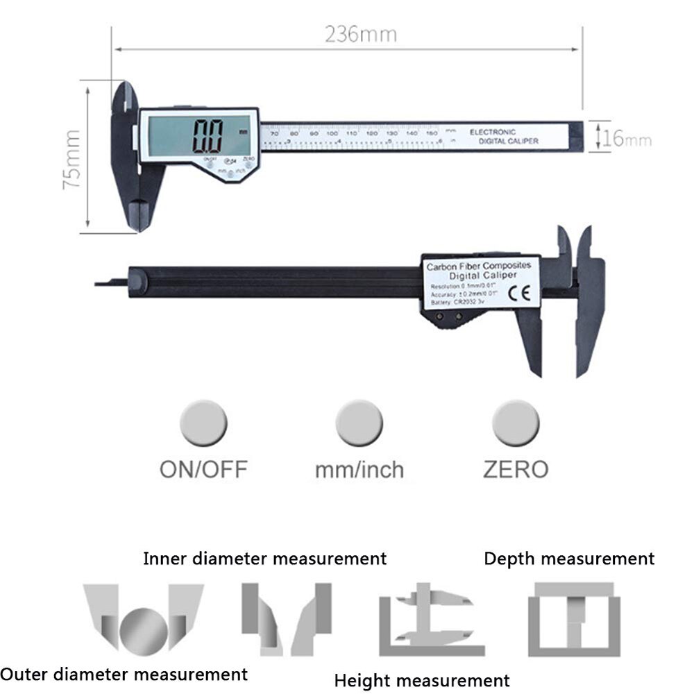 Electronic digital vernier caliper large screen waterproof splash plastic caliper antique measurement 0-150mm IP54 large screen