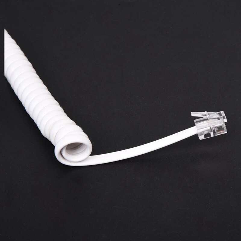 2X 1.5M 4.9Ft Wit Stretchy RJ9 4P4C Handset Telefoon Opgerolde Kabel Cord