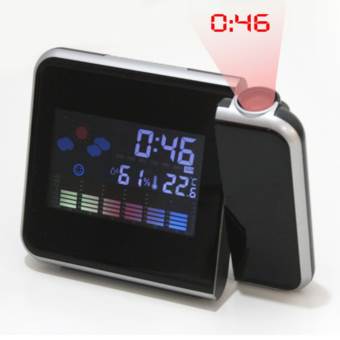 Digital Projection Alarm Clock Weather Station with Temperature Thermometer Humidity Hygrometer/Bedside Wake Up Projector Clock