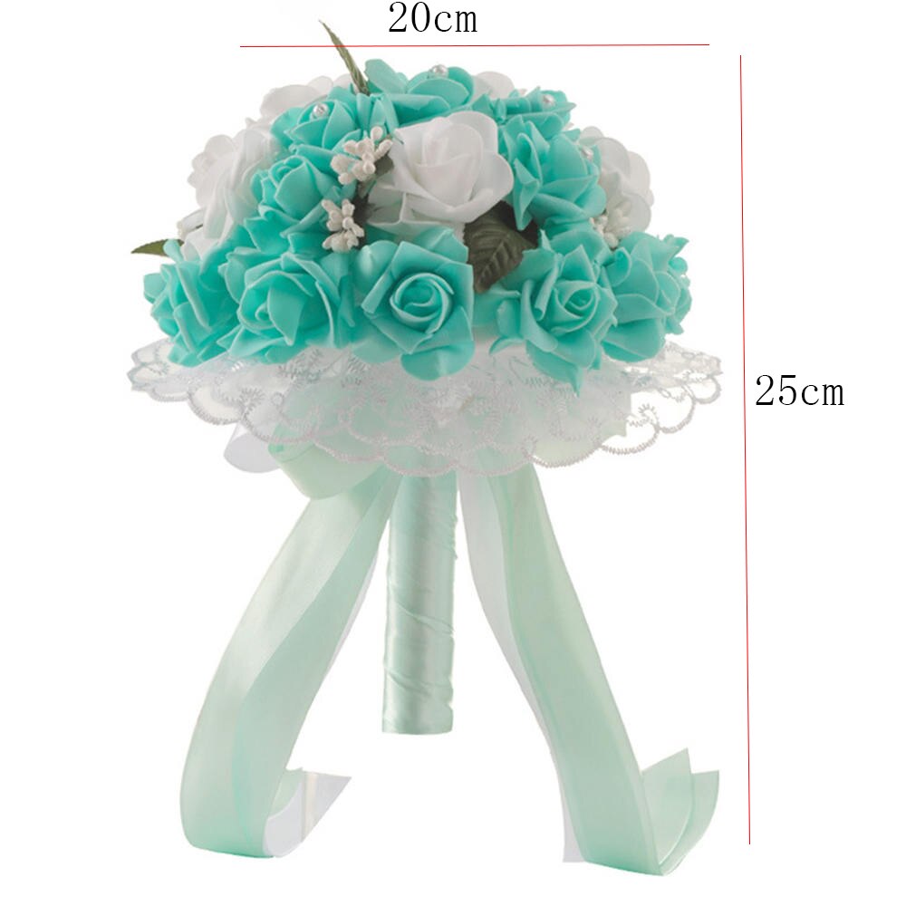 Sztuczne bukiety ślubne ręcznie robione róża kwiat z kryształkiem druhna ślubny bukiet ślubny de mariage akcesoria ślubne: J