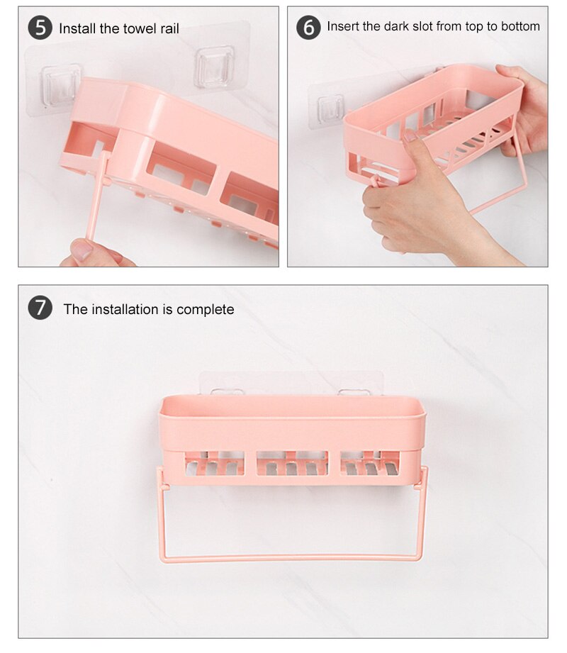 Square rack triangle free punching bathroom rack kitchen storage rack finishing rack drain basket Non-toxic Durable Draining