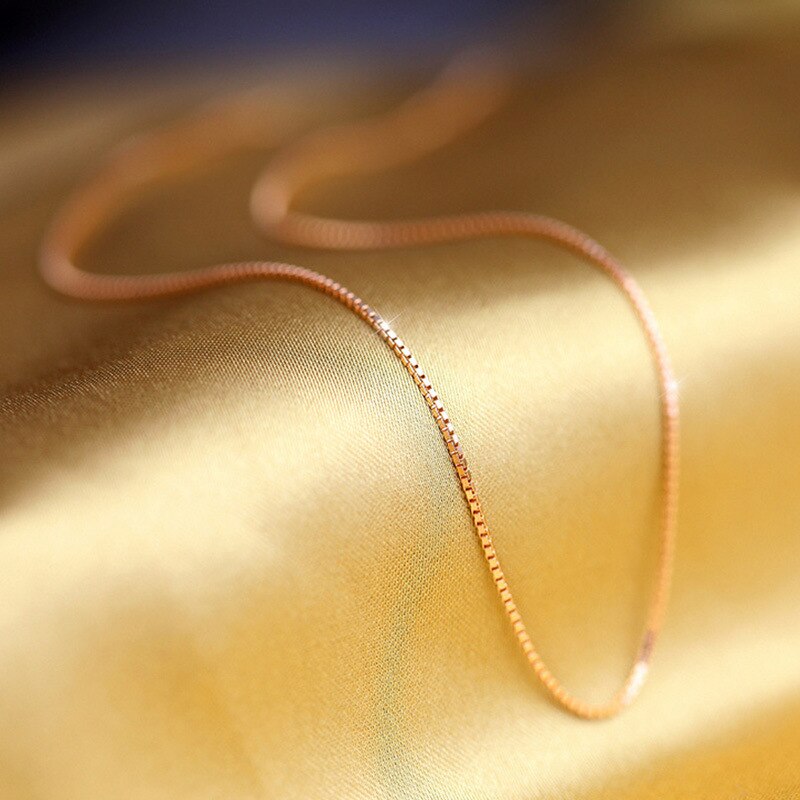 Collares cortos de Plata de Ley 925 para mujer, joyería de caja de oro rosa, , , barato,