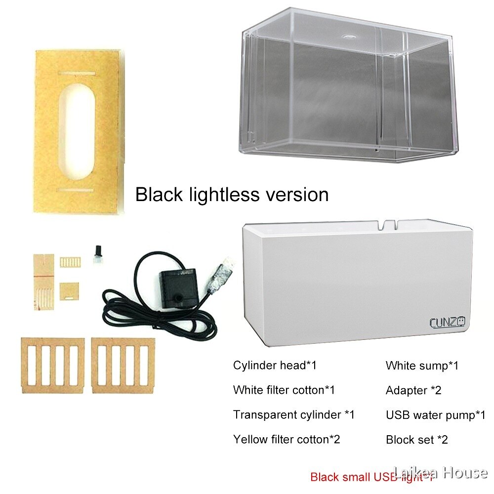 Fish Tank Desktop Marine Aquaponic Tank Aquarium Fishes Bowl With Water Fliter LED Light USB Air Pump Household Decorations: White No LED