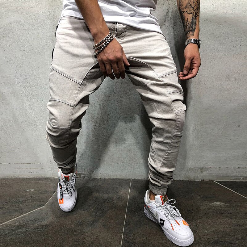 Männer Jogginghose Hüfte hüpfen Seite Reißverschluss Volle Länge Hosen männer gewebte Stoff Hose Strahl Fuß Hosen