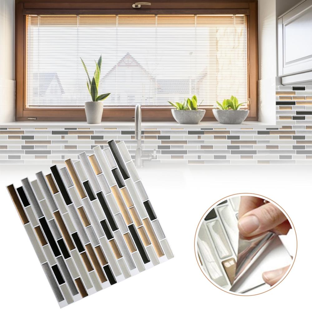 3d telha tijolo stripe papel de parede adesivo do banheiro auto adesivo à prova dwaterproof água bancada removível backsplash