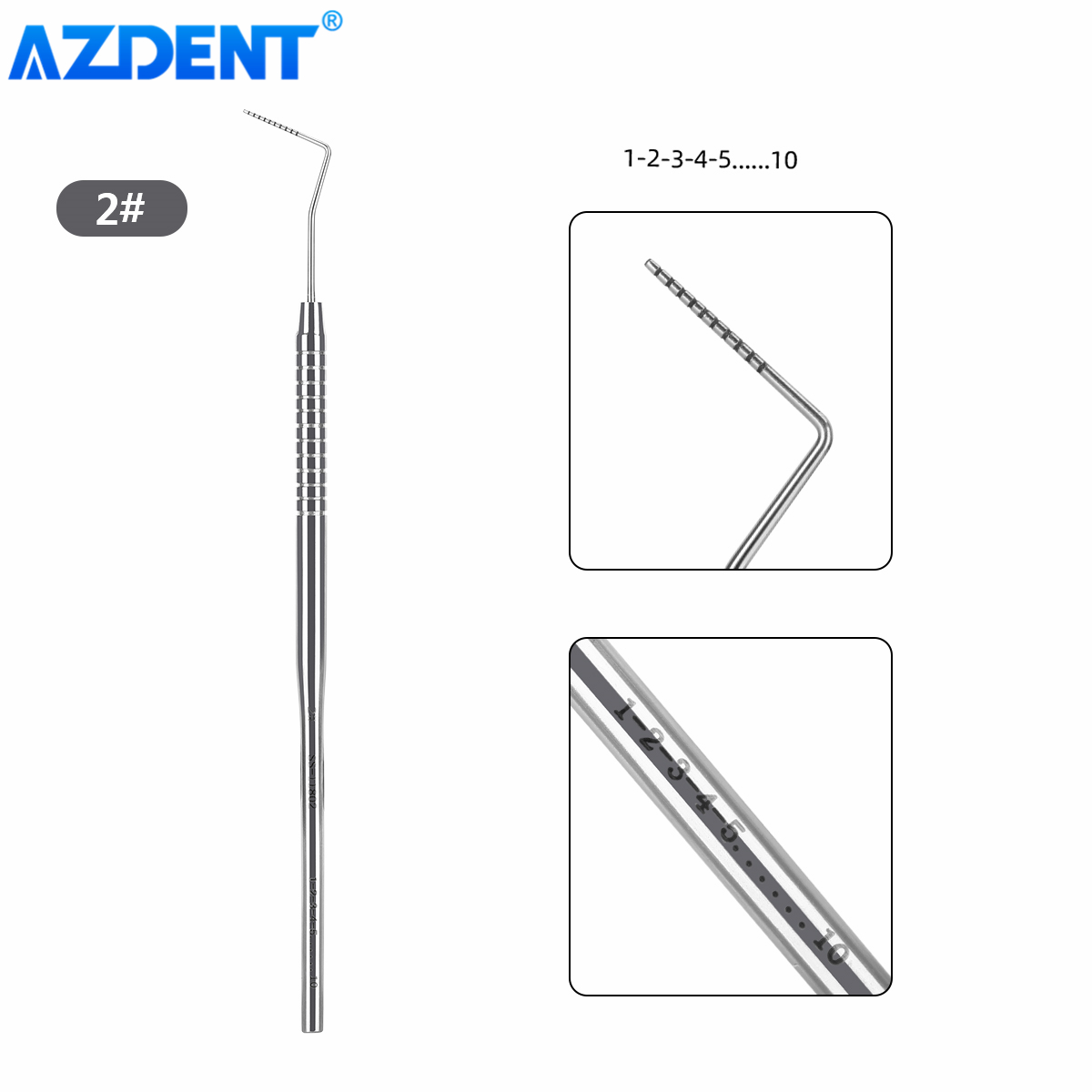 AZDENT Tandheelkundige Parodontale Sonde Schaal Sonde Rvs Instrument Endodontische Sonde 1/2/3/4/5/6/7/8 # Desinfectiehulpmiddelen: Rood