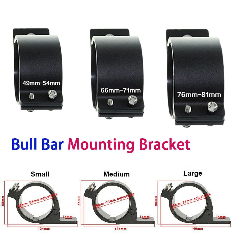 Adjustable Bull Bar Tube Bar Mounting Bracket Clamps Holder Kit for Off-road Offroad LED HID Driving Light Led Work Light Bar