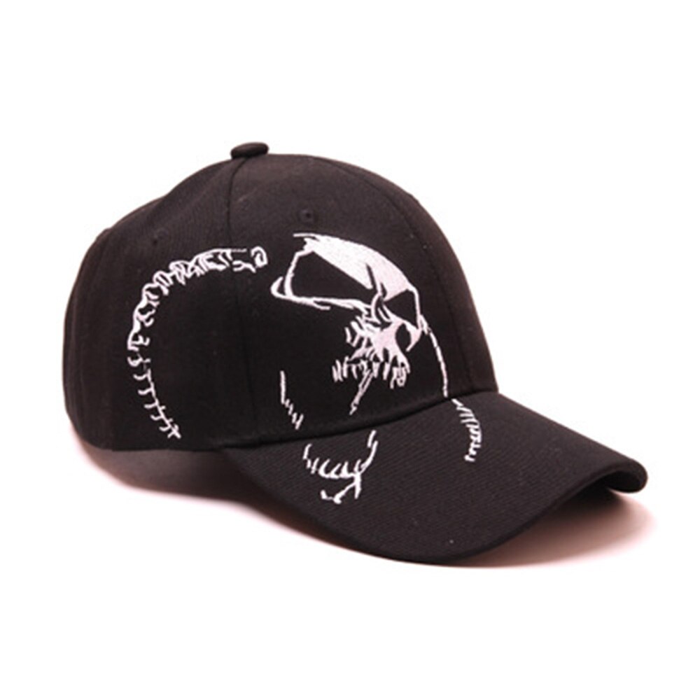 Embroidered Skull Cap for Men Cotton Baseball Caps Sports Pattern Black Women Army Male Cap Knit Cap Hip Hop: black left