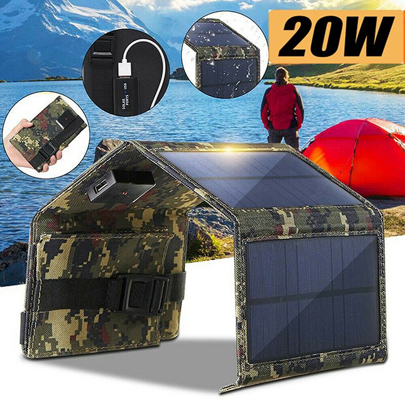 20W/30W Portable Folding Solar Panel Bag Power Bank USB Waterproof Solar Charger for Mobile Phone Car RV Boat Camping Outdoor