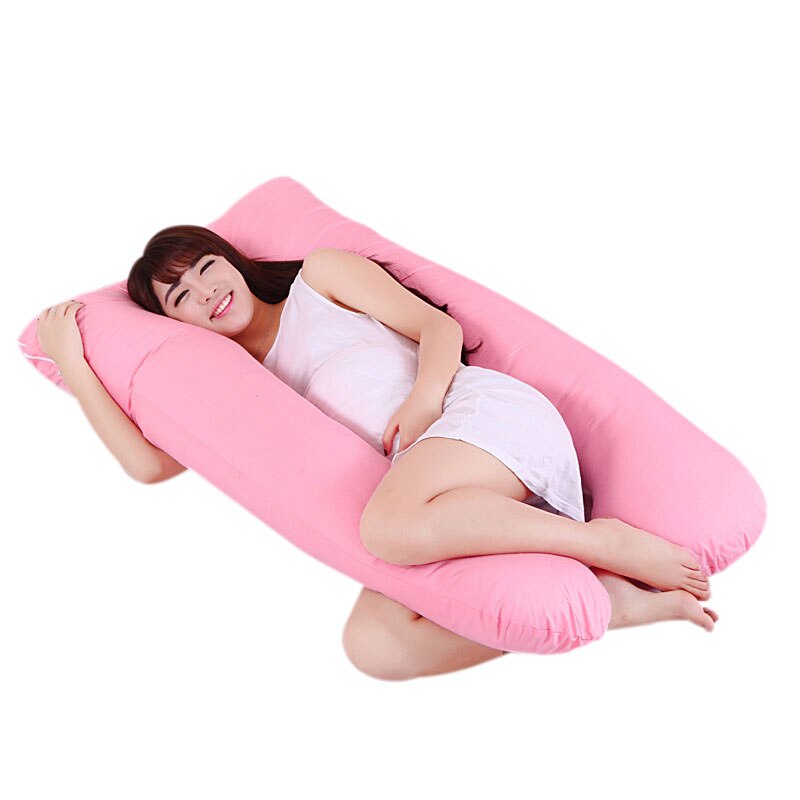 Maternity Pregnancy Boyfriend Arm Body Sleeping Pillow Case Covers Sleep U Shape Cushion Cover B99: dark pink