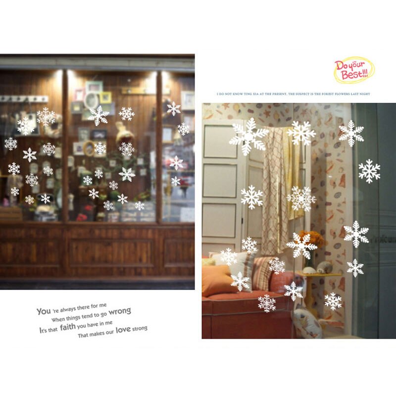 Jule snefnug vindue dør klistermærker 27 stk hvid / rød jule glas vindue dekoration snefnug mærkat
