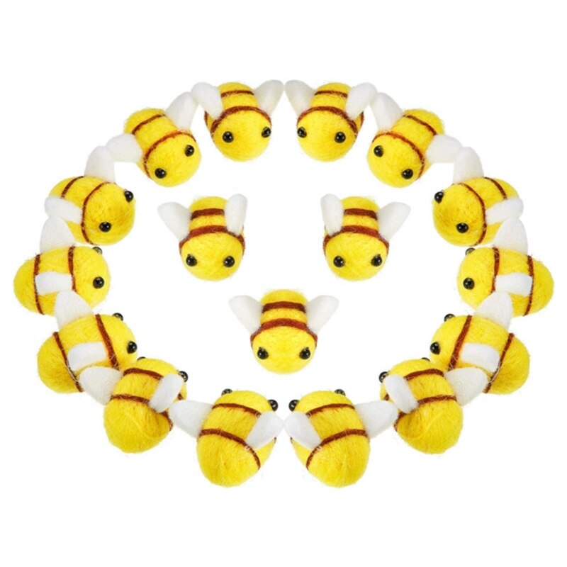 20 Pcs Wool Felt Bumble Bee Craft Decor Ball for Christmas Clothing Tent Hat Decoration DIY and Handmade Crafts