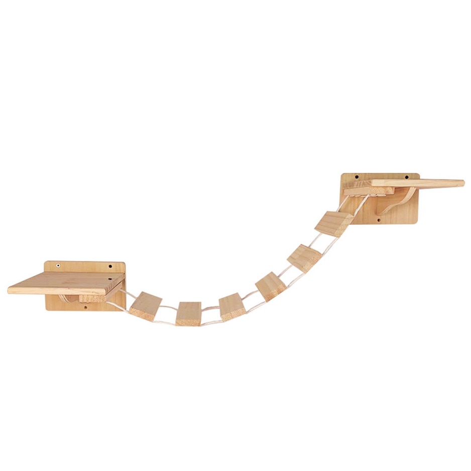 Massief Houten Wand Kat Klimrek Suspension Bridge Set Kat Stappen Bed Plank Tree Tower Kat Speelgoed: Ladder Set
