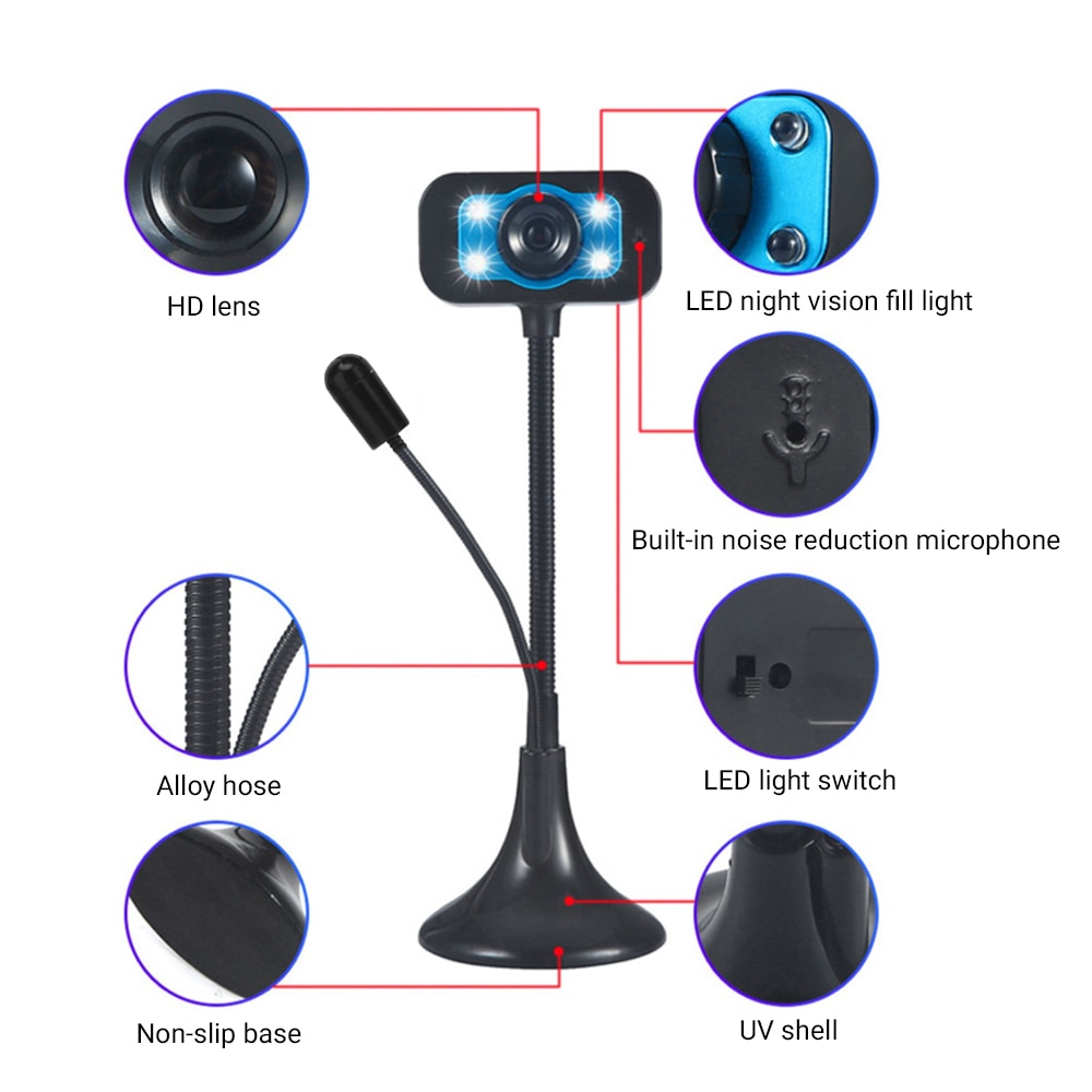 USB Mini caméra Microphone intégré haut de gamme appel vidéo ordinateur périphérique Web caméra PC vidéo conférence Web tutoriel