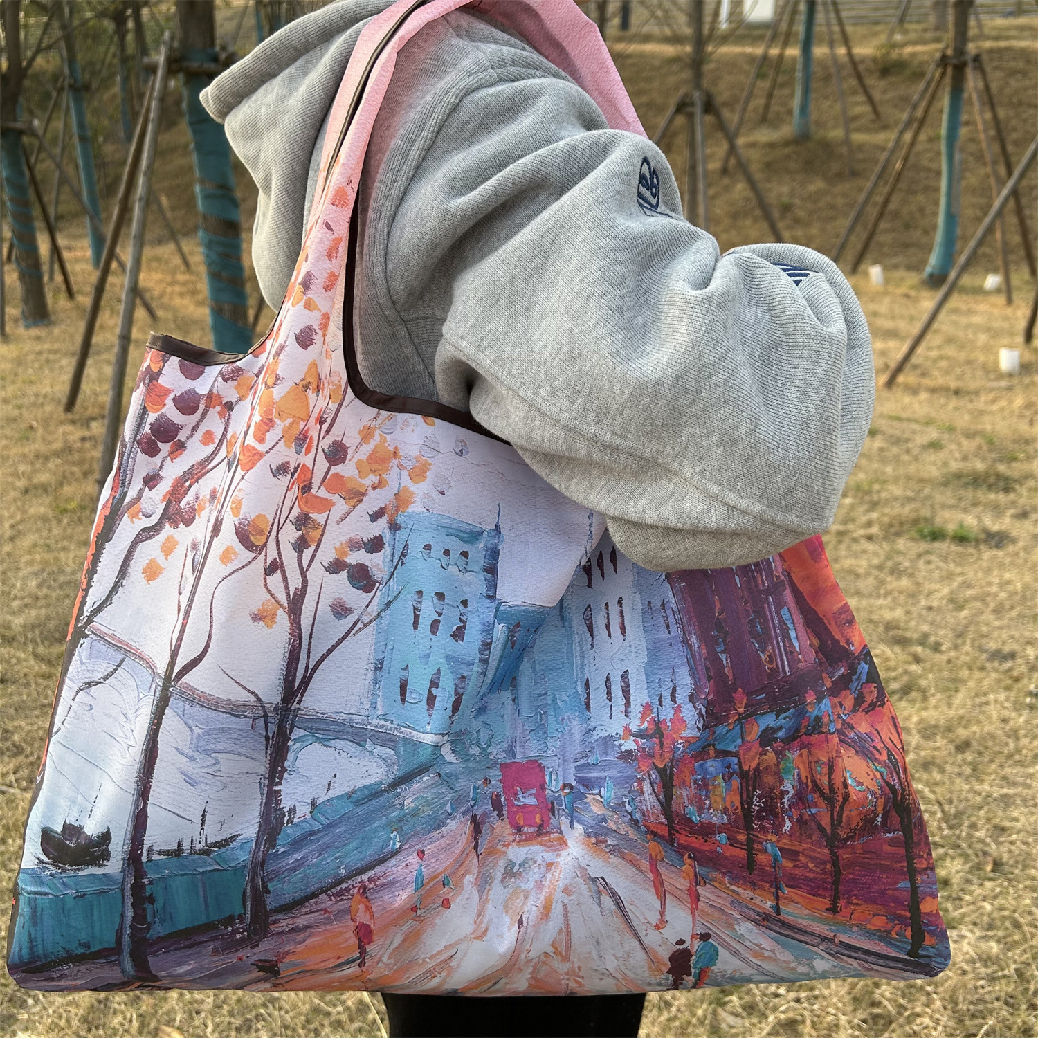 modetas Grote opvouwbare boodschappentas Herbruikbare boodschappenopbergtas Nylon draagbare schouderhandtas voor reiszak Tote