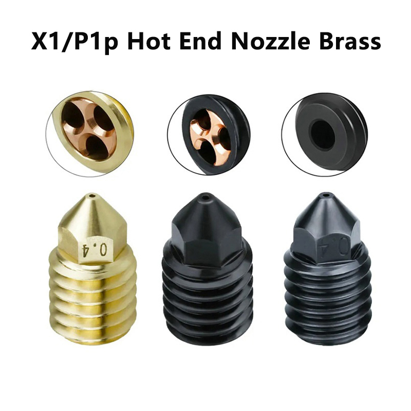 For Bambu Lab X1/P1P Nozzle 0.6 0.8 1.0mm Hardened Steel CHT Cloning Brass Nozzle Upgraded Hotend Steel For Bambu Lab 3D Printer