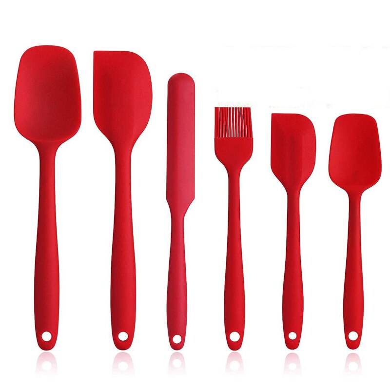 Multifunction Heat Resistant Silicone Six-piece Kitchen Baking Tool Set Cake Spatula Oil Brush Kitchenware High Temperature: white