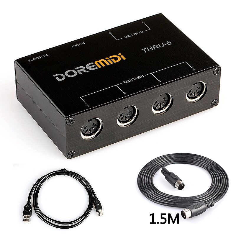 Doremidi Midi Thru 6 Thru Box Controller Midi Kabel Male Naar Male 5 Pin Din Plug: Default Title