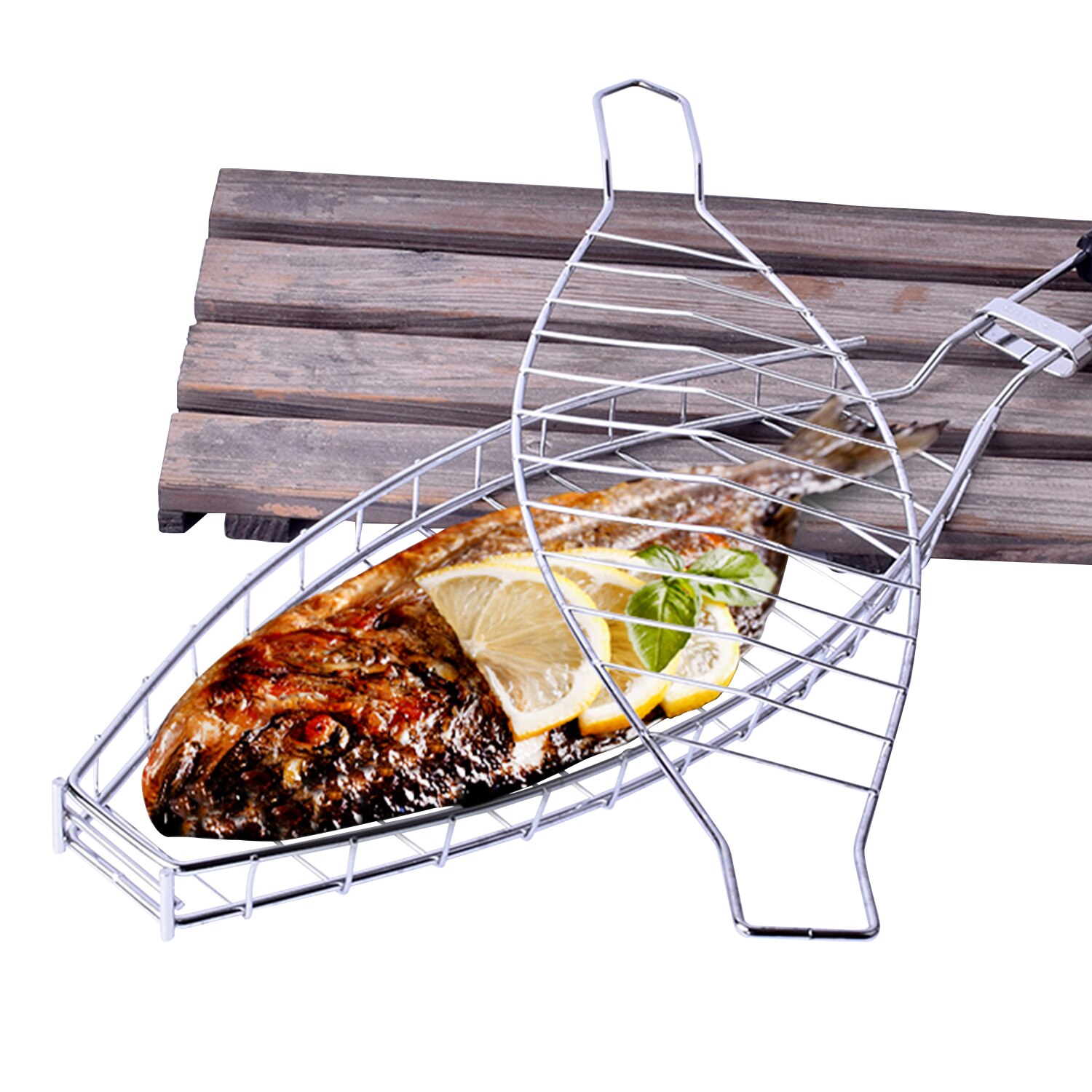 Fish Grilling Basket Non-Stick Barbecue Basket Detachable Heavy Duty BBQ Tools Grill Basket for Fish Meats Vegetables Steak