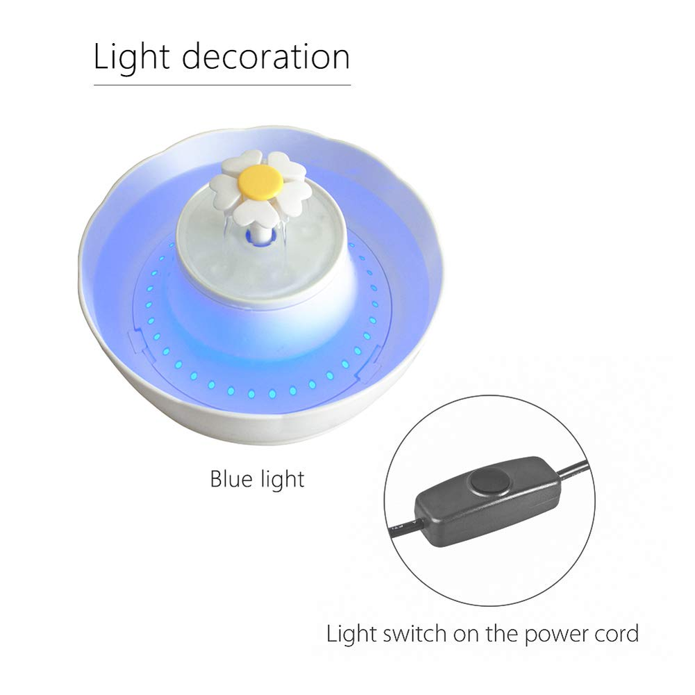 Pet Fountain Cat Water Dispenser LED Lighting 2.3L Cat Fountain Dog Water Drinking Dual Filters Fresh Clean Water Ultra Quiet