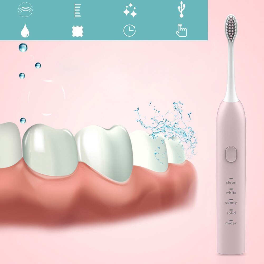 5 Modes Waterproof Electric Toothbrush USB Rechargeable Sonic Tooth Brushes Intelligent Waterproof Automatic Tooth Cleaning