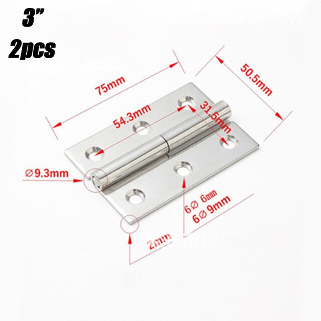 2pcs Detachable Hinge Slip Joint Flag Lift Off Detachable Door Stainless Steel Home Improvement Furniture Supllies Household Har: 3inch