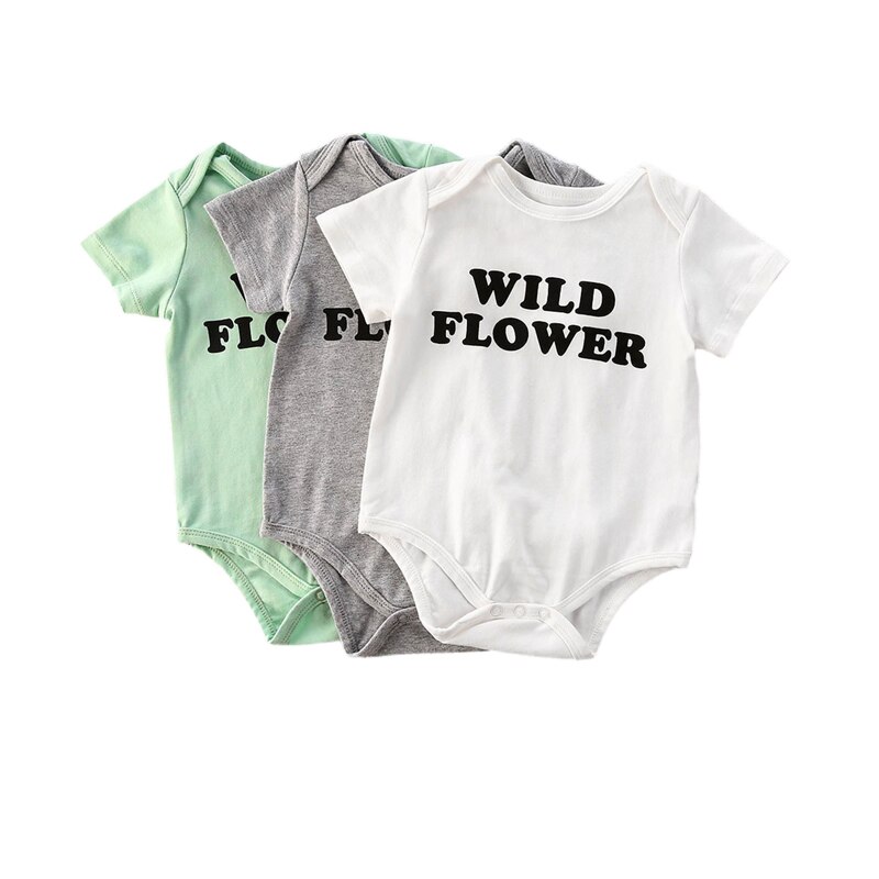 0-18M Nieuw Zomer Baby Baby Meisjes Jongens Bodysuits Brief Print Korte Mouw Cotton Jumpsuits 3 Kleuren