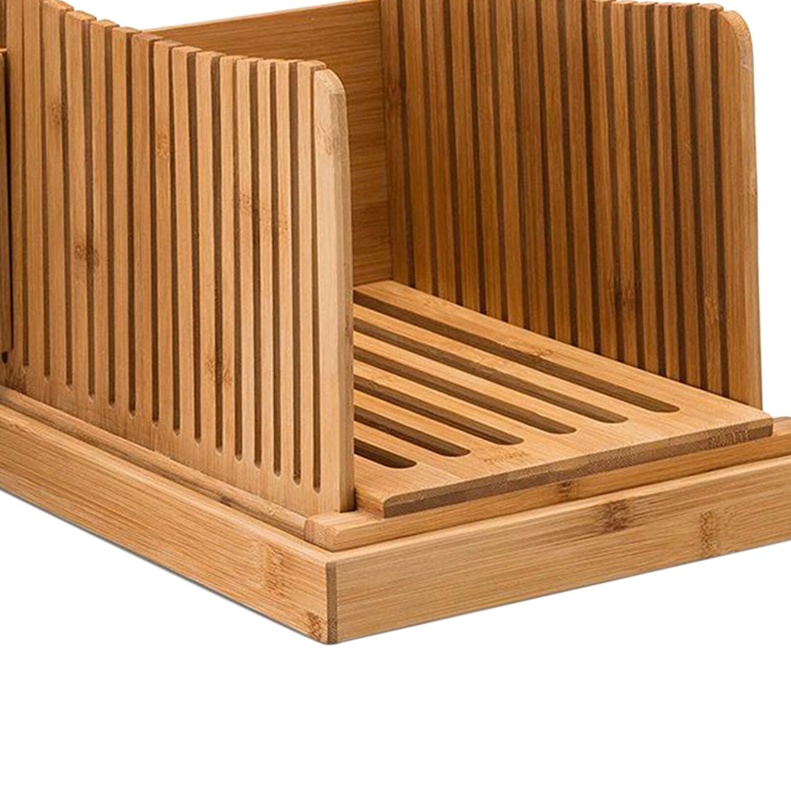 Bamboo Bread Slicer W/ Crumb Catcher Serving Tray Foldable for Easy Storage Wooden Bread Cutting Board Crumb Catcher Holder