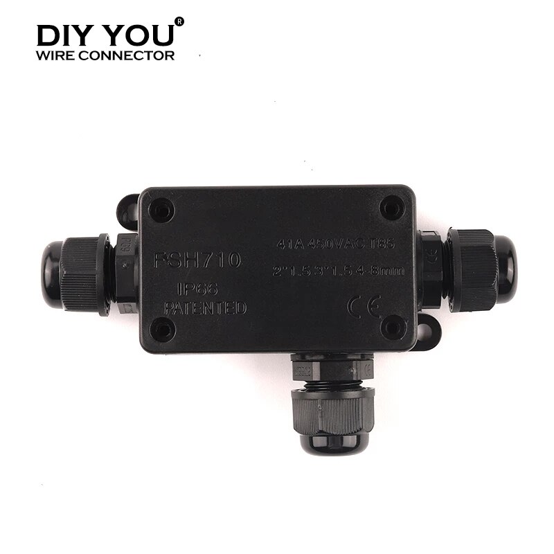 IP66 Elektrische Outdoor Waterdichte Kabel Connector 2/3 Pin Junction Box Voor Lage/Hoge Spanning Tuin Licht Accessoires 41A/450V