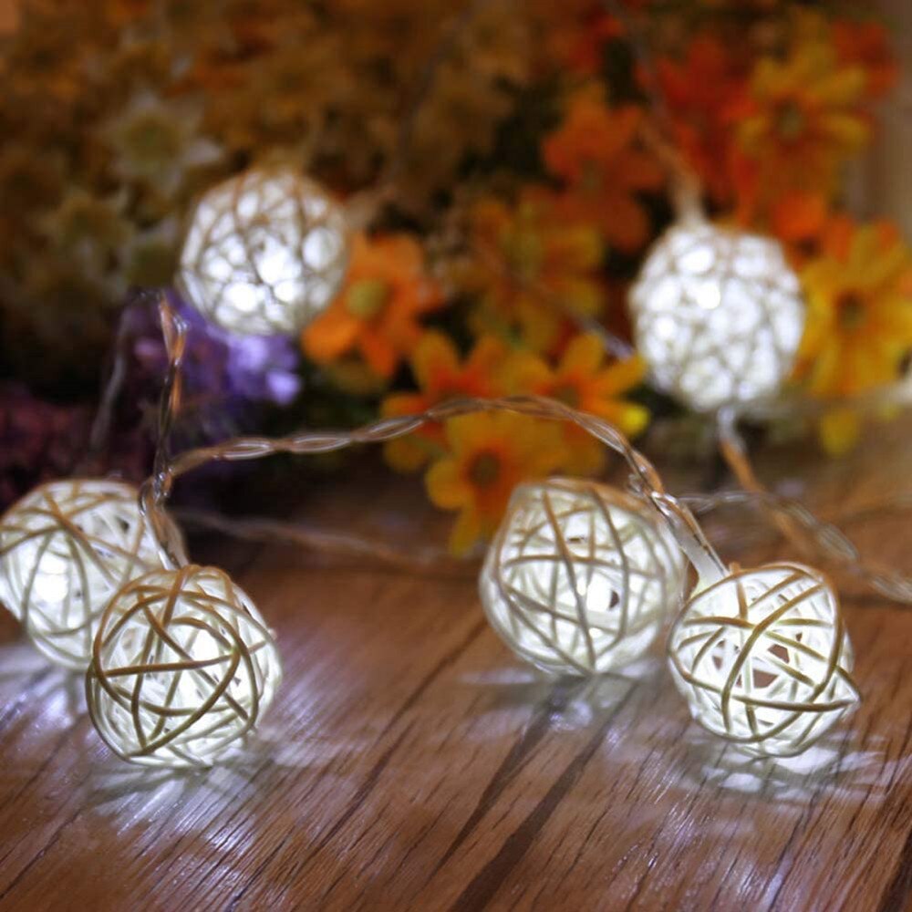 LED Lichterketten Rattan Ball Girlanden Hochzeit Party Dekor LED Schnur Weihnachten Fee Licht für Parteien 1,5 m/3m/6m/10m